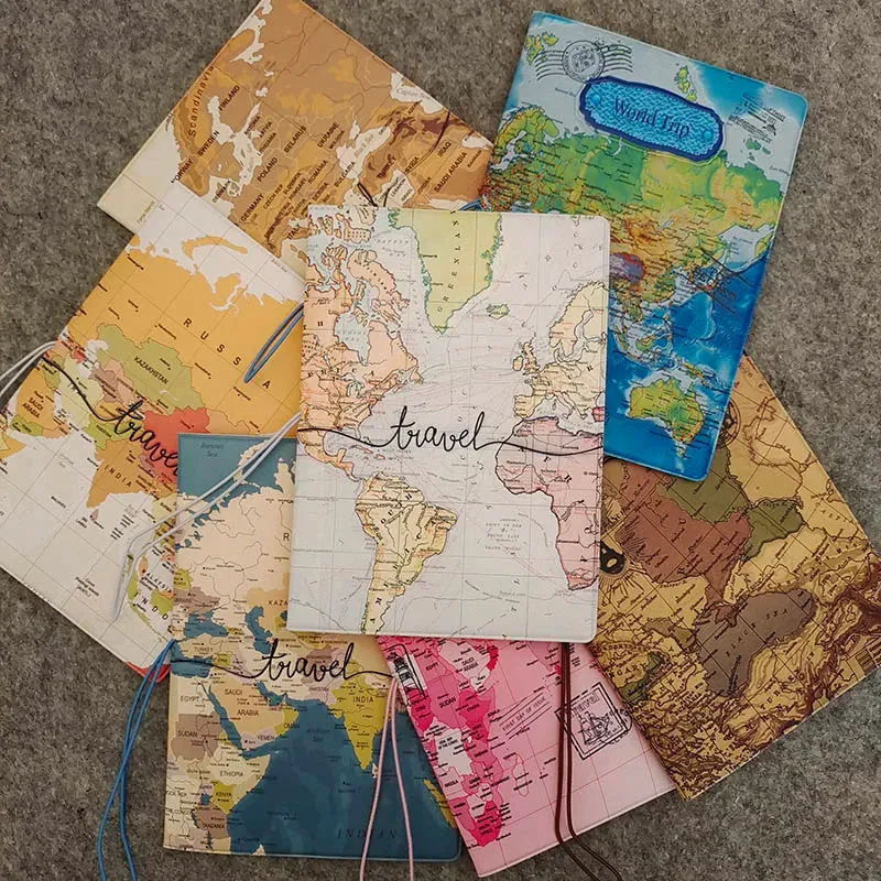 World map stereo passport holder