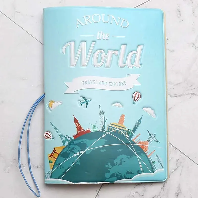 World map stereo passport holder