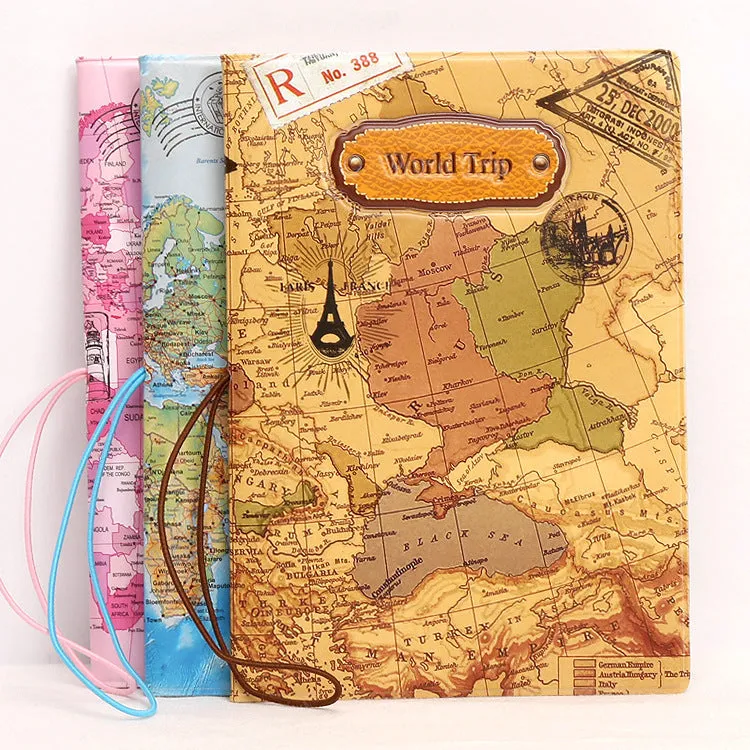 World map stereo passport holder