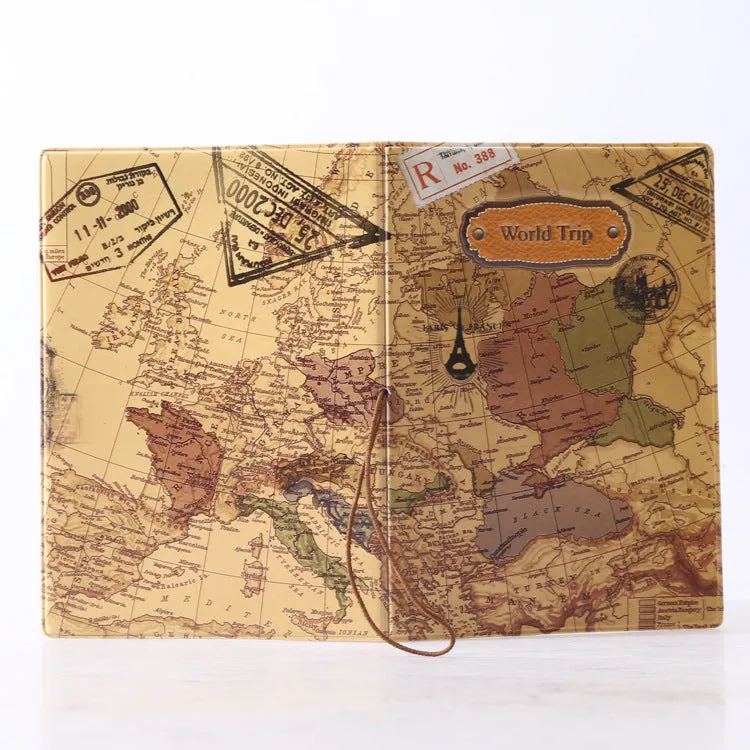 World map stereo passport holder