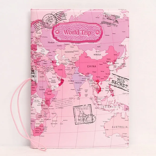 World map stereo passport holder