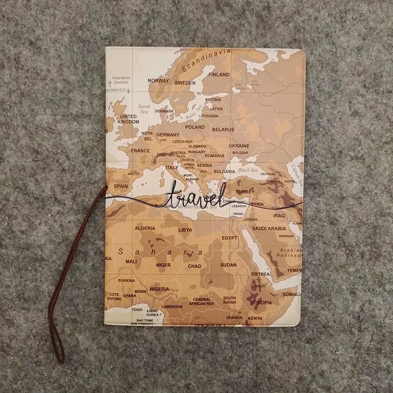 World map stereo passport holder
