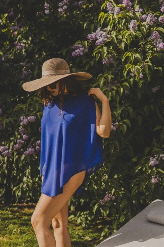 Xander Kostroma - Navy Blue Viscose Beach Coverup for Women - 65 x 95cm - Sustainable and Stylish Beachwear - Perfect for Poolside Relaxation and Summer Fun