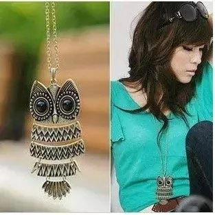 Yellow Chimes Latest Fashion Vintage Long Chain with Big Eye Owl Pendant Necklace for Women and Girl's
