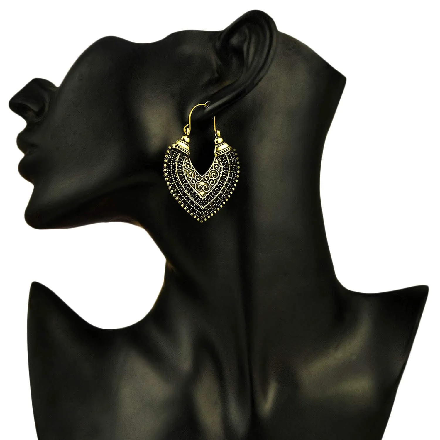Yellow Chimes Vintage Indian Fashion Oxidized Gold Plated Metal Chandbali Earring for Women and Girls