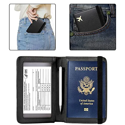 Zoppen Passport and Vaccine Card Holder Combo, Passport Holder